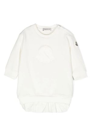 White cotton blend sweatshirt dress MONCLER KIDS | 8I0000689A23034